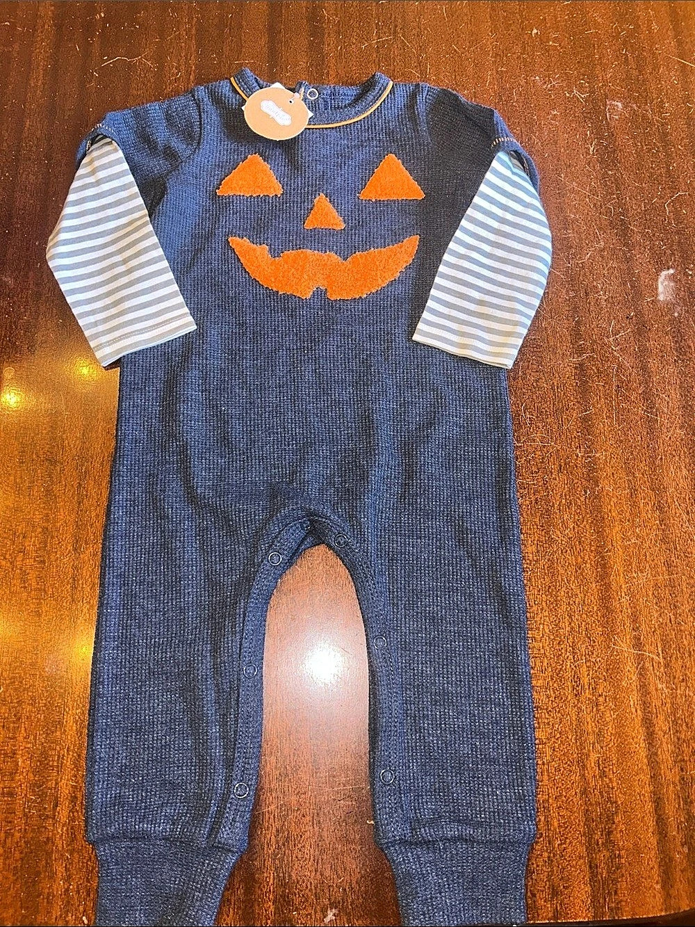 Mud Pie Jack O Lantern Baby 9-12M Footie NWT